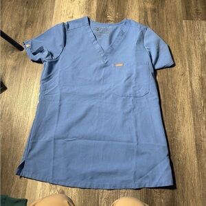 Figs Classic Blue V-Neck Scrub Top